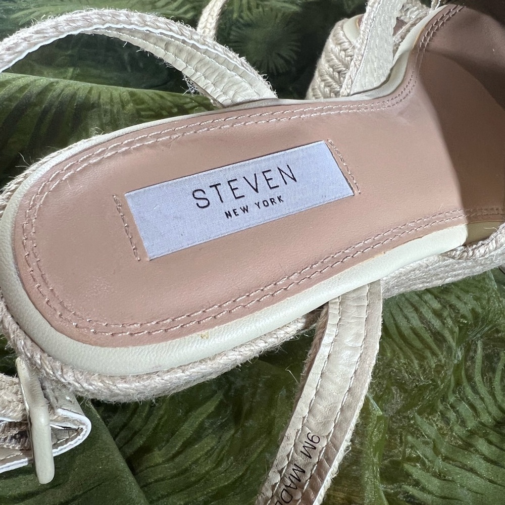 Steven New York Ramey Espadrille Raffia Platform Wedge Sandals Size 9 - Picture 4 of 15